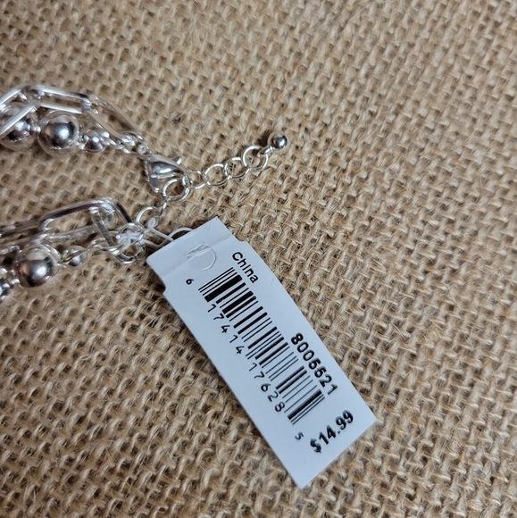 NWT periwinkle beautiful bright silver tone multi strand beaded br - Picture 2 of 4